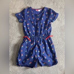 Mini Boden Little Girl Cotton Strawberry Romper Shorts 7-8 years summer